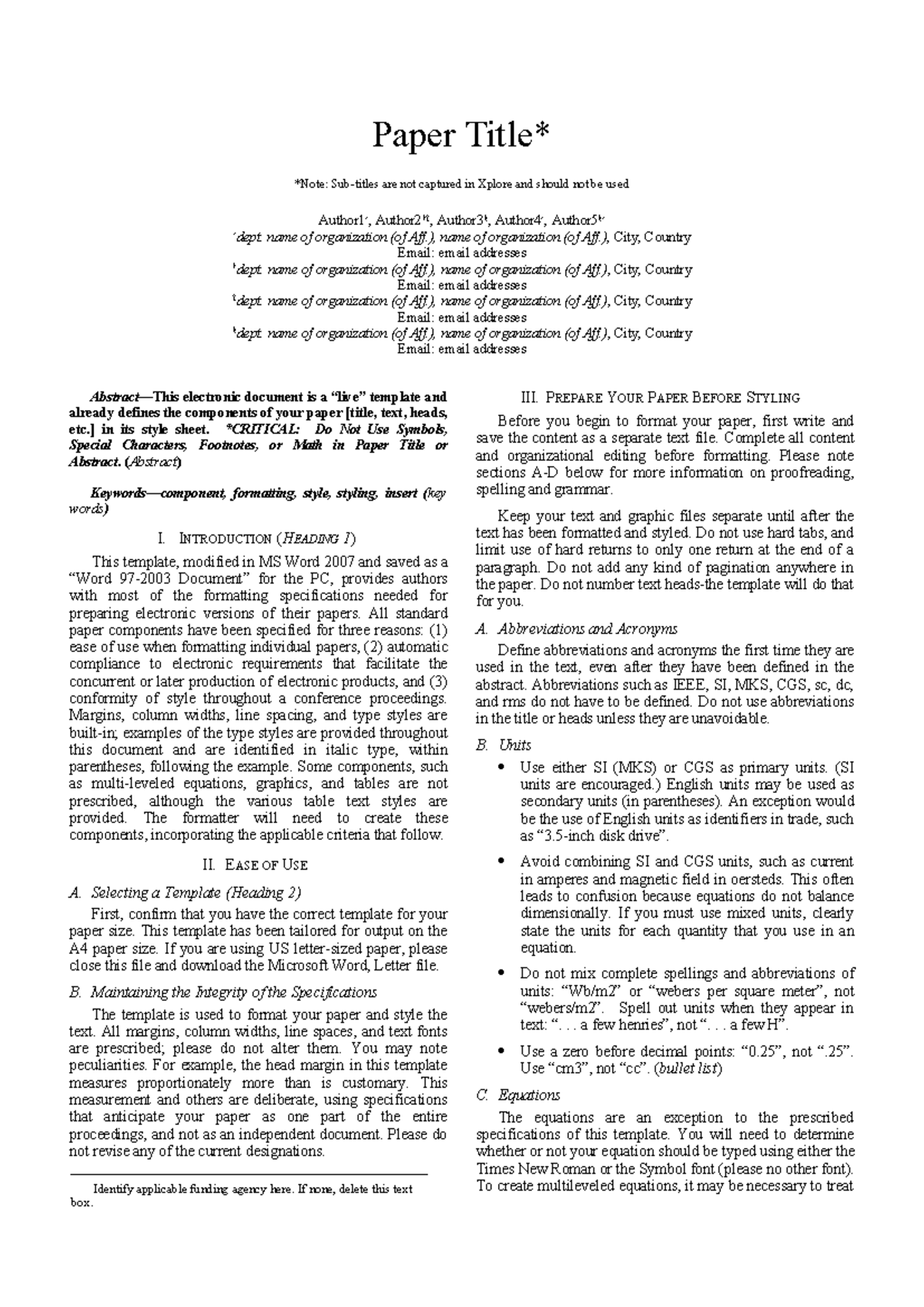 A4 Conference Paper Formatting Guidelines and Template Instructions ...