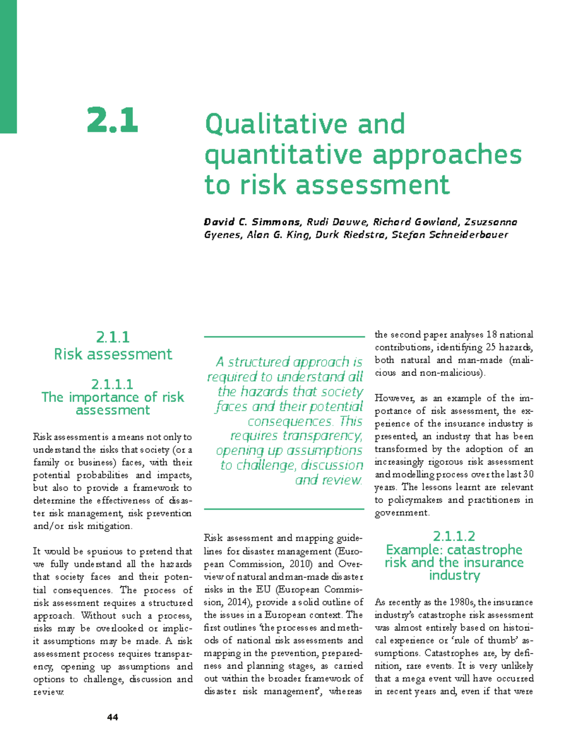 Unit 3: Qualitative and Quantitative Approaches to Risk Assessment ...