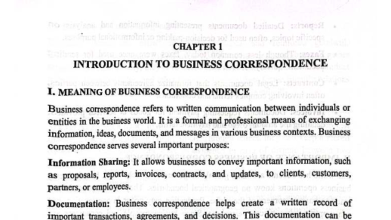 BUS 101: Chapter 1 - Introduction to Business Correspondence - Studocu