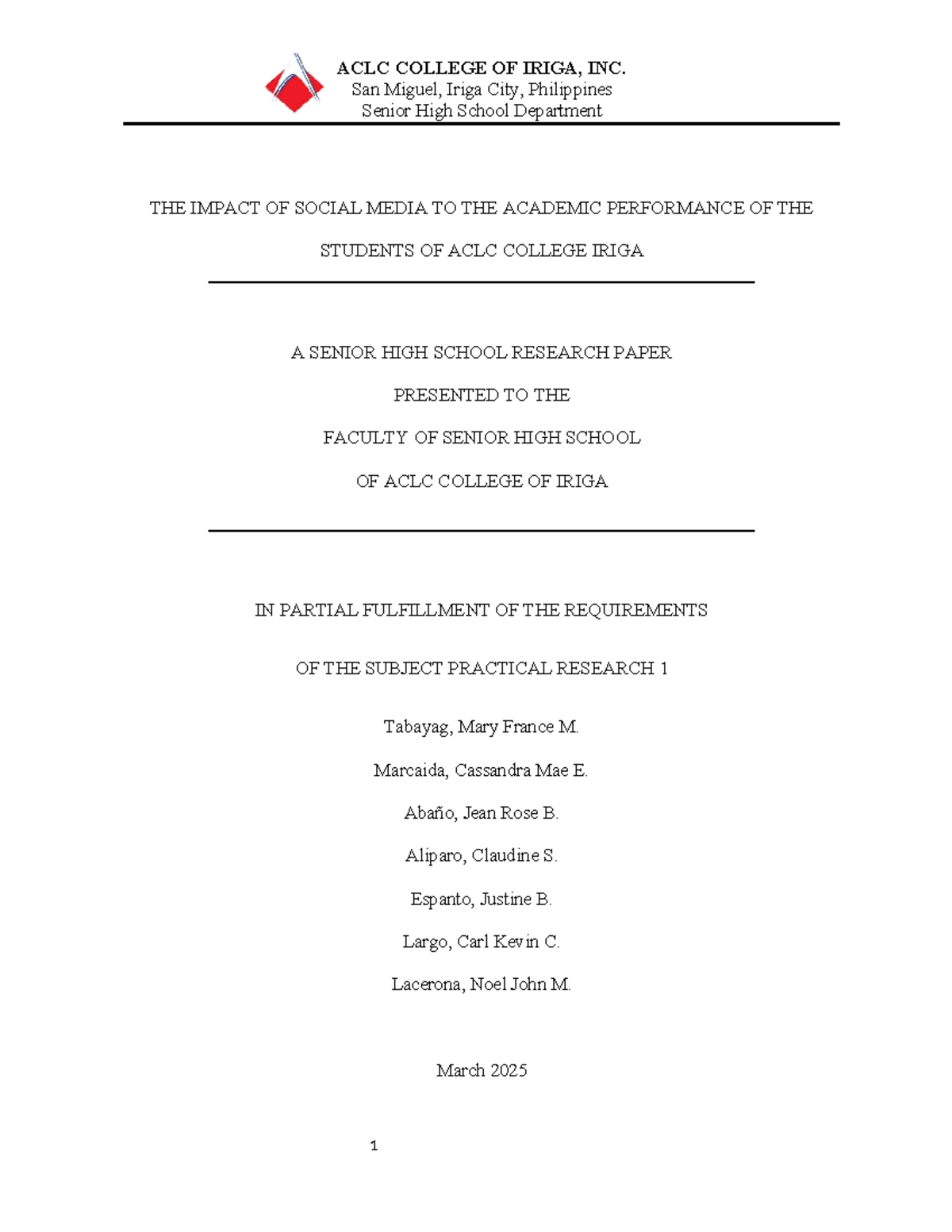The Impact of Social Media on Academic Performance: A PR1 Study - Studocu
