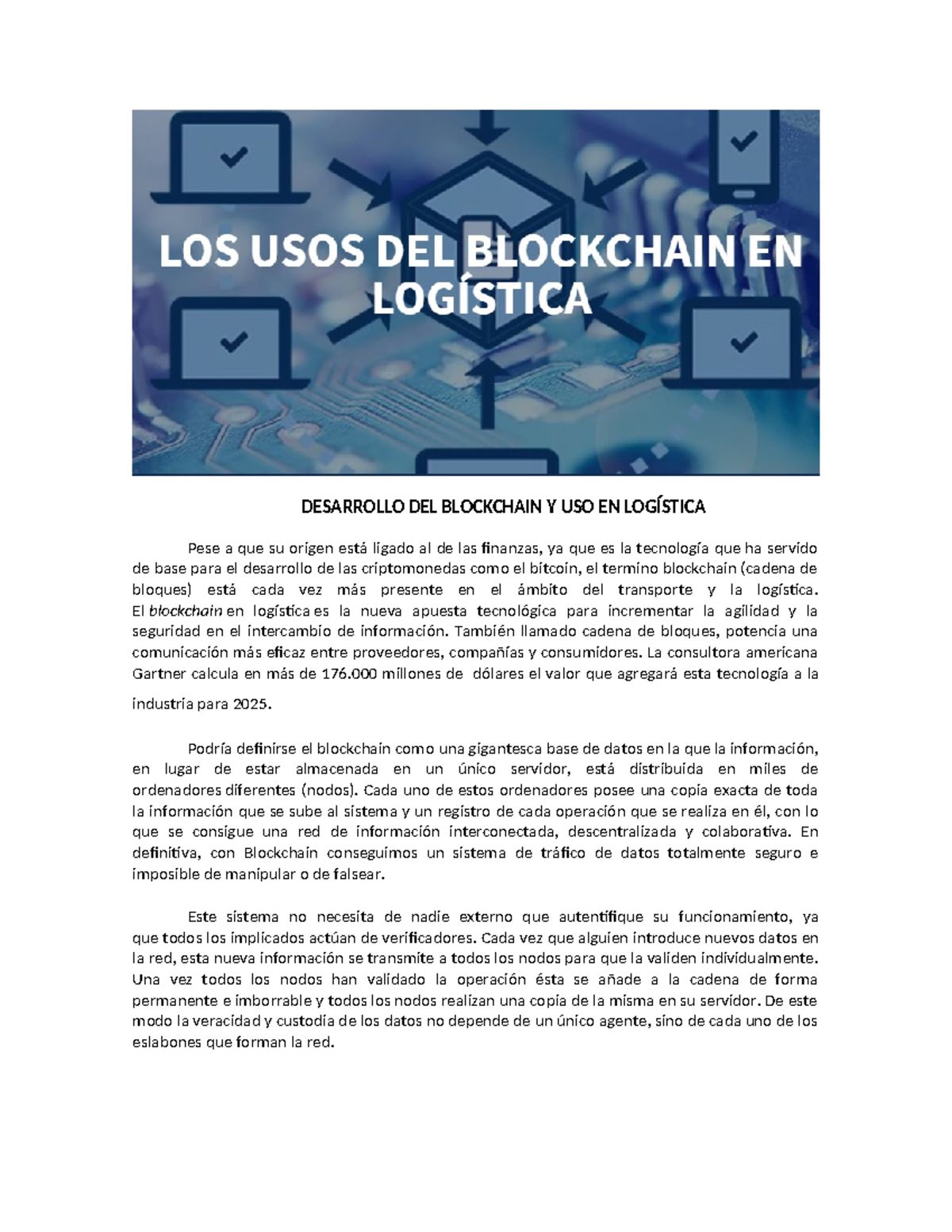 Aplicación del Blockchain en Logística: Innovaciones y Beneficios - Studocu