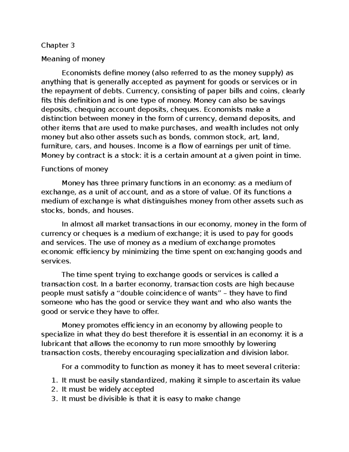 Chapter 3: Introduction to Money and Banking Concepts - Studocu