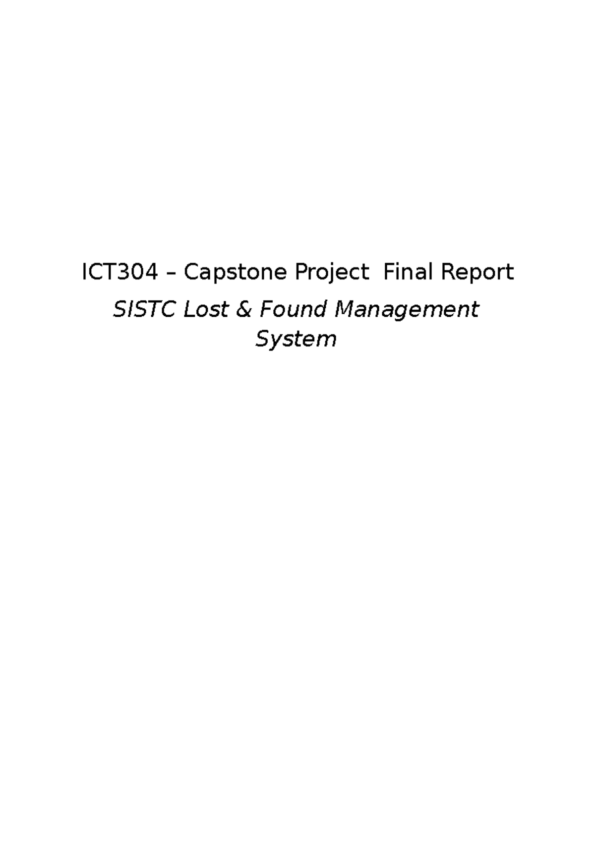 ICT304 Capstone Project Final Report: Lost & Found Management System ...