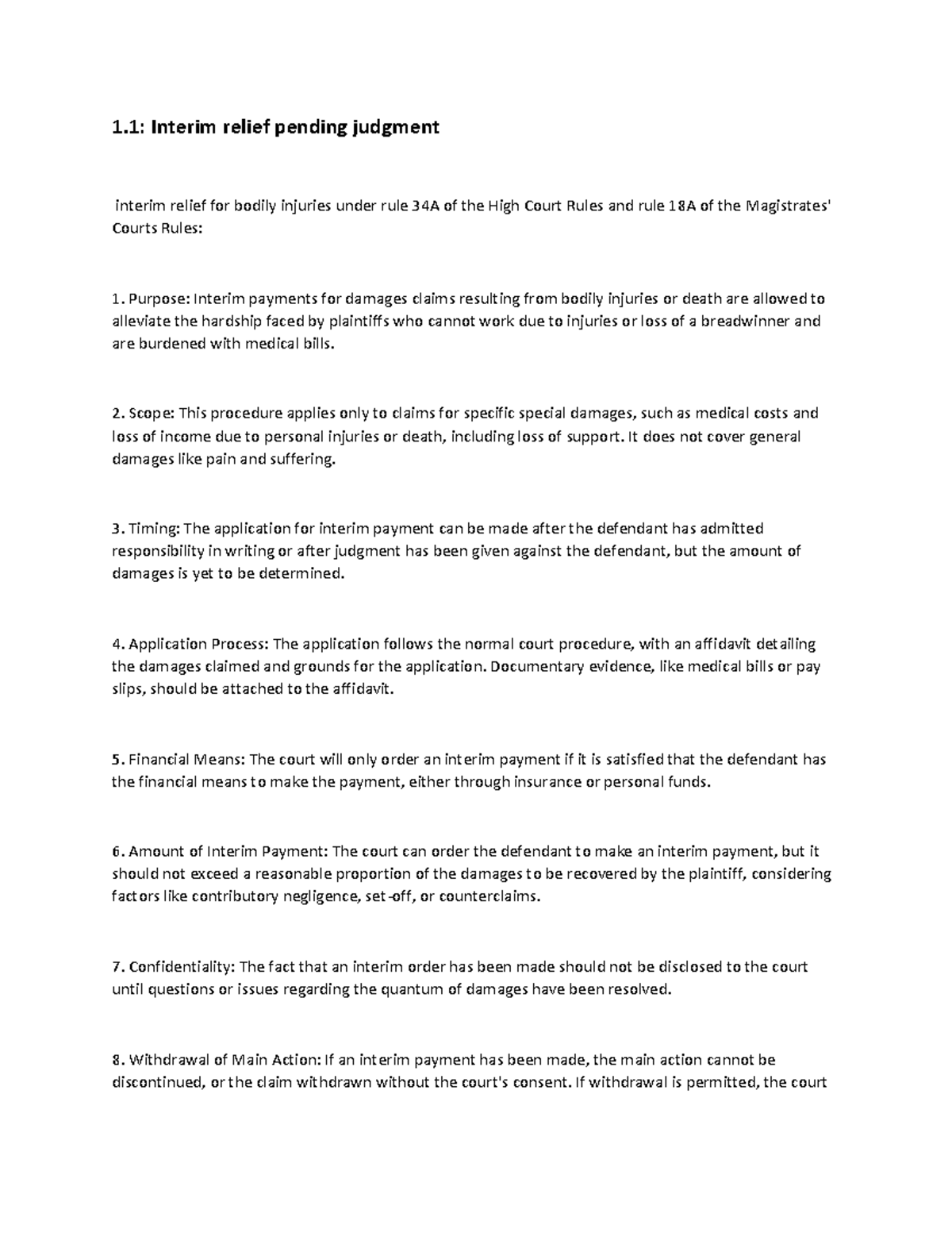 Civil Interdict AND Small Claims Court Procedure - 1: Interim relief ...