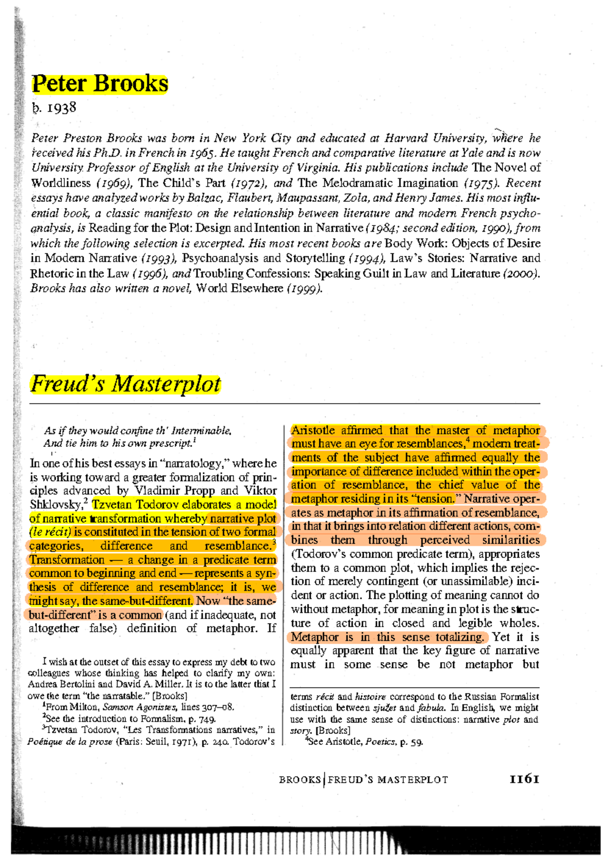 Freud's Masterplot: Analyzing Narrative Dynamics in Literature - Studocu