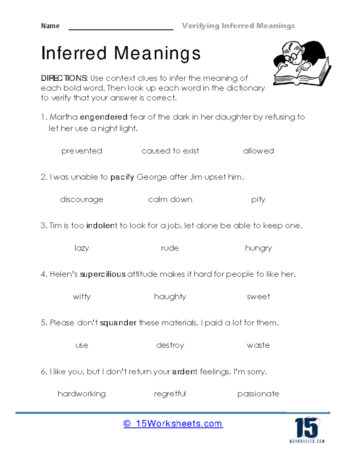 1-714 - Third Grade Vocabulary Inference Worksheet - Studocu
