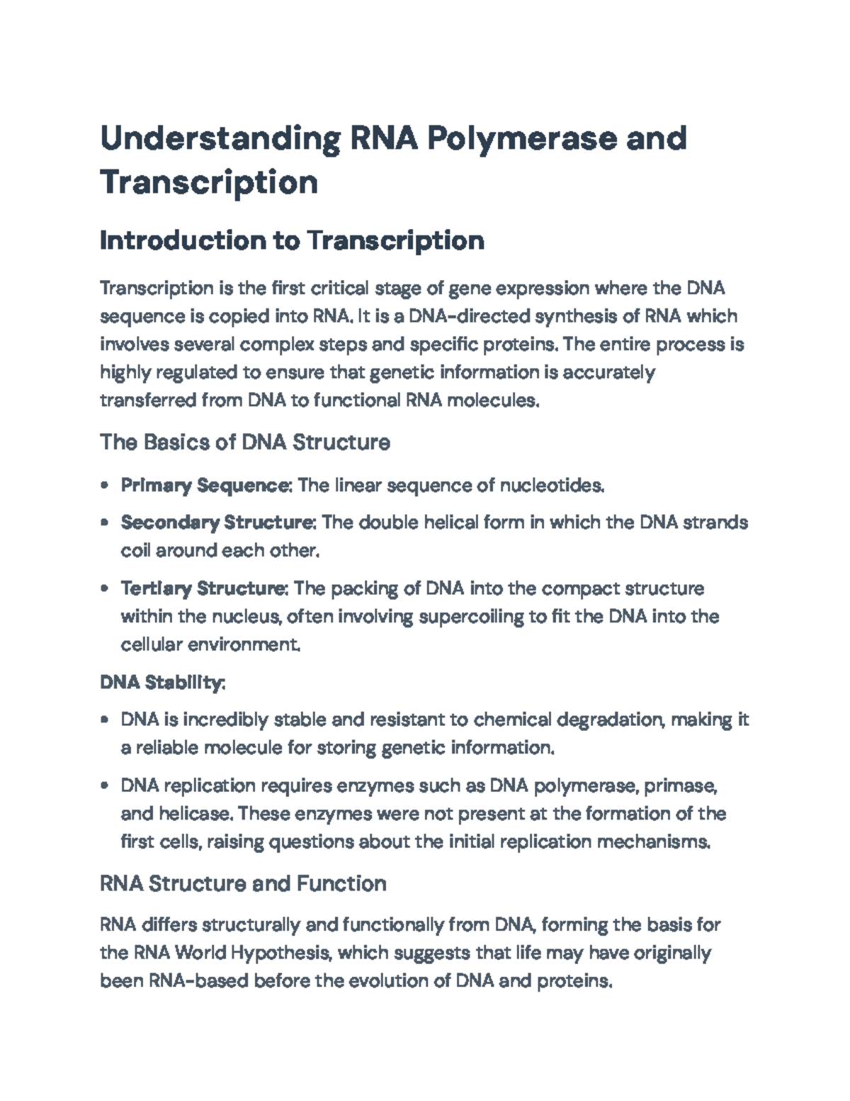 RNA Polymerase and the Transcription Process: A Comprehensive Overview ...