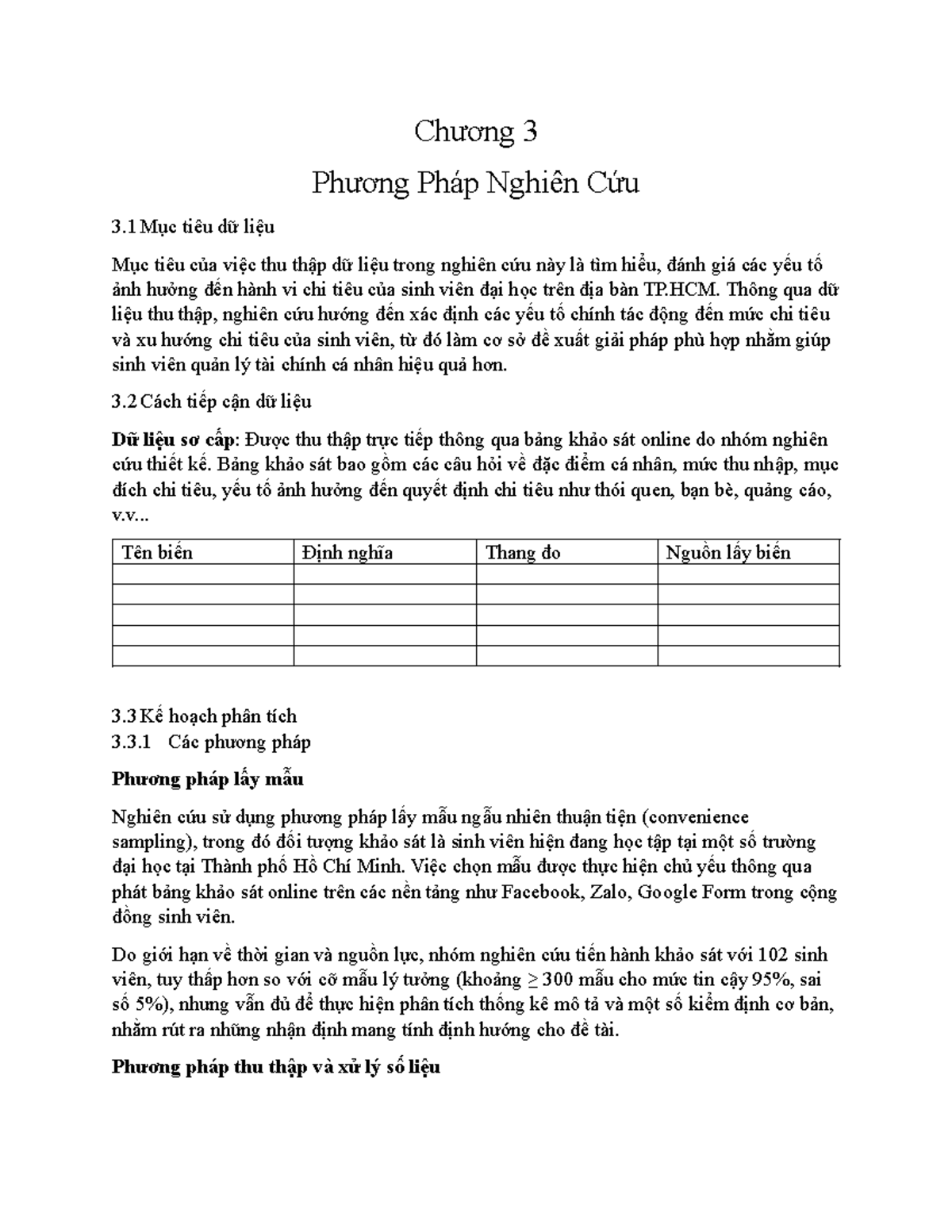 Chương 3: Phương Pháp Nghiên Cứu Hành Vi Chi Tiêu Sinh Viên TP.HCM ...