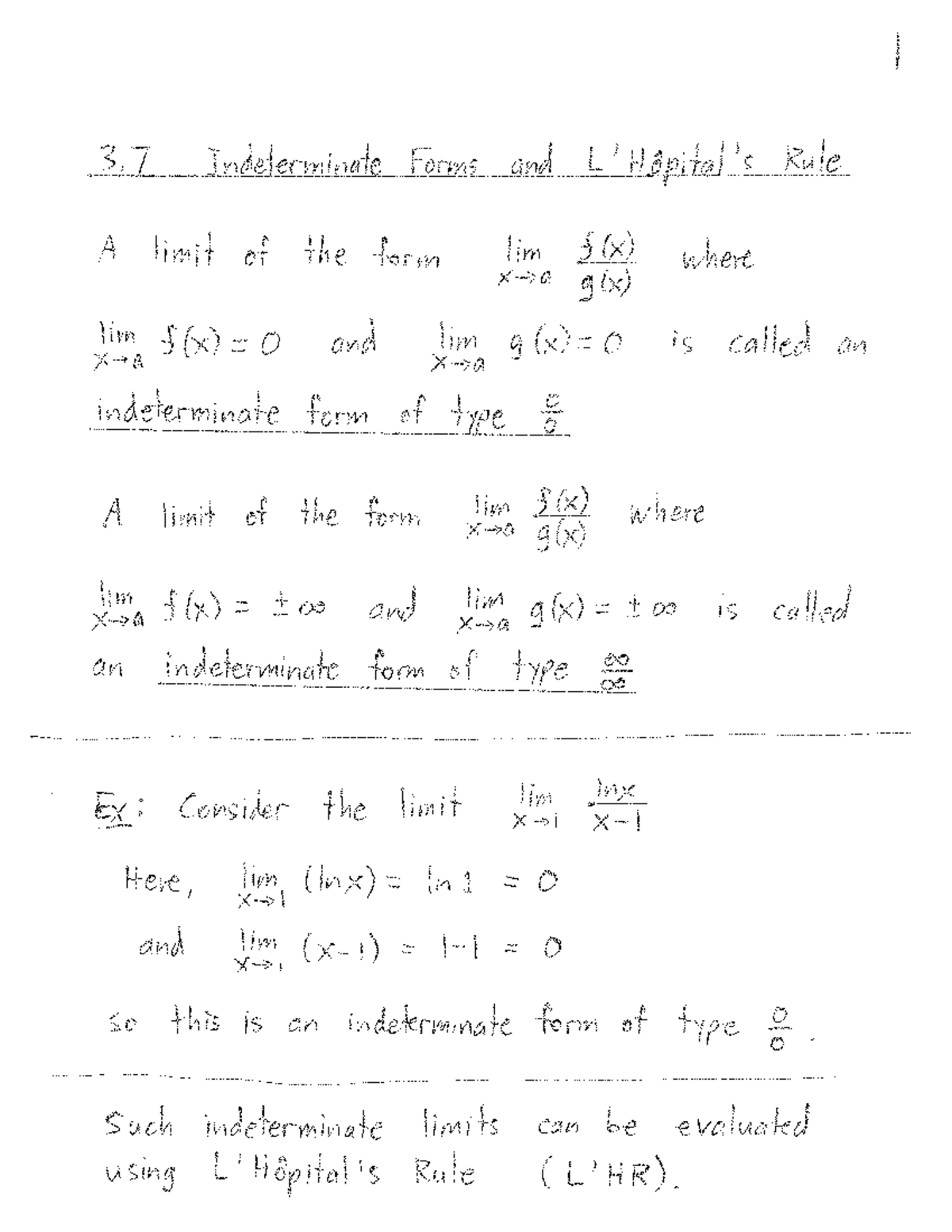 Indeterminate Forms