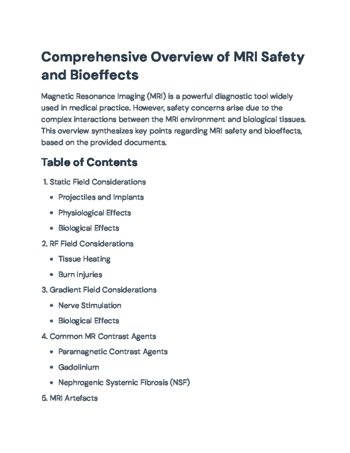 Comprehensive Overview of MRI Tech & Safety Protocols - MIM 101 - Studocu