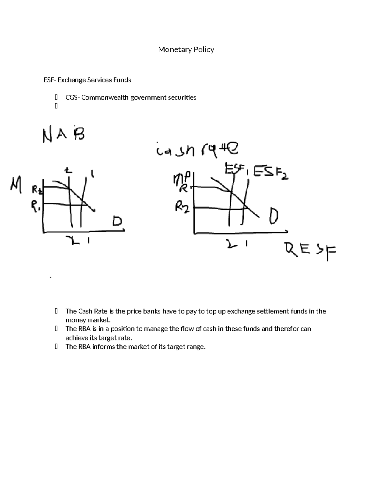 Monetary Policy - Notes - ECON 1M - Monetary Policy ESF- Exchange ...