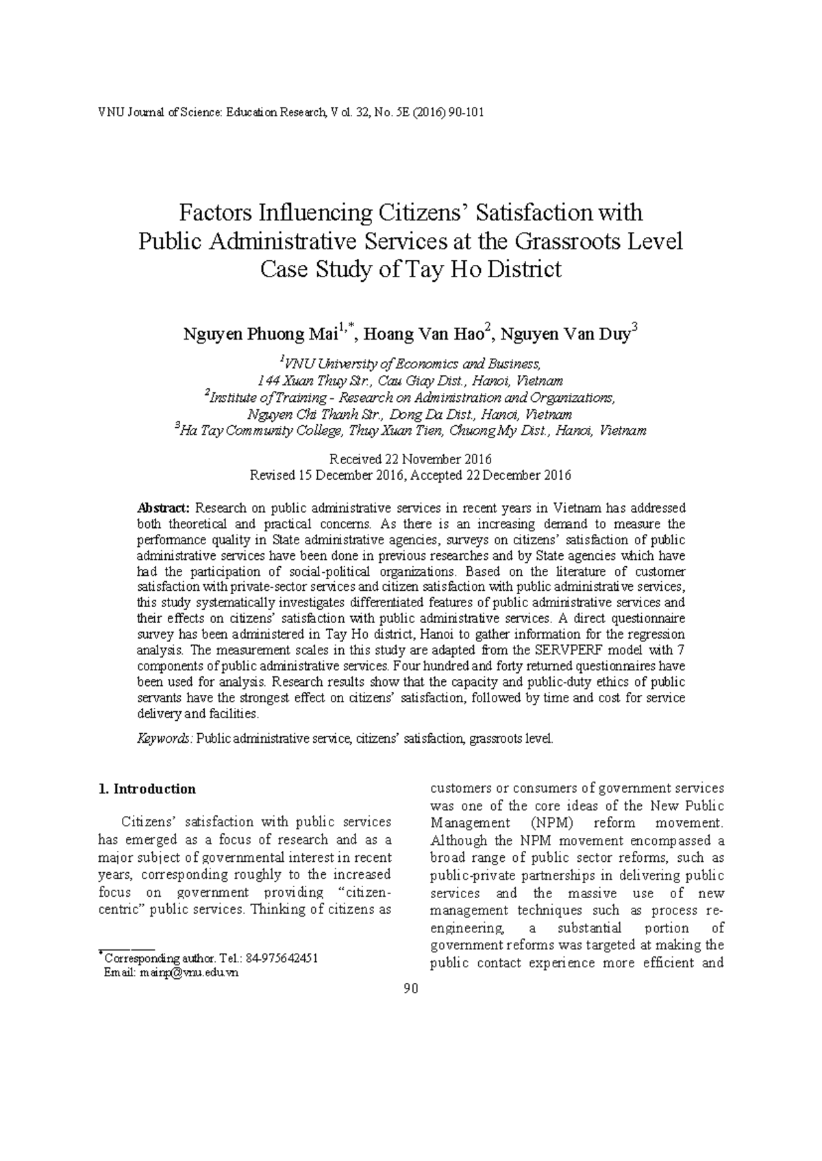 Factors Influencing Satisfaction with Public Admin Services: A Case ...