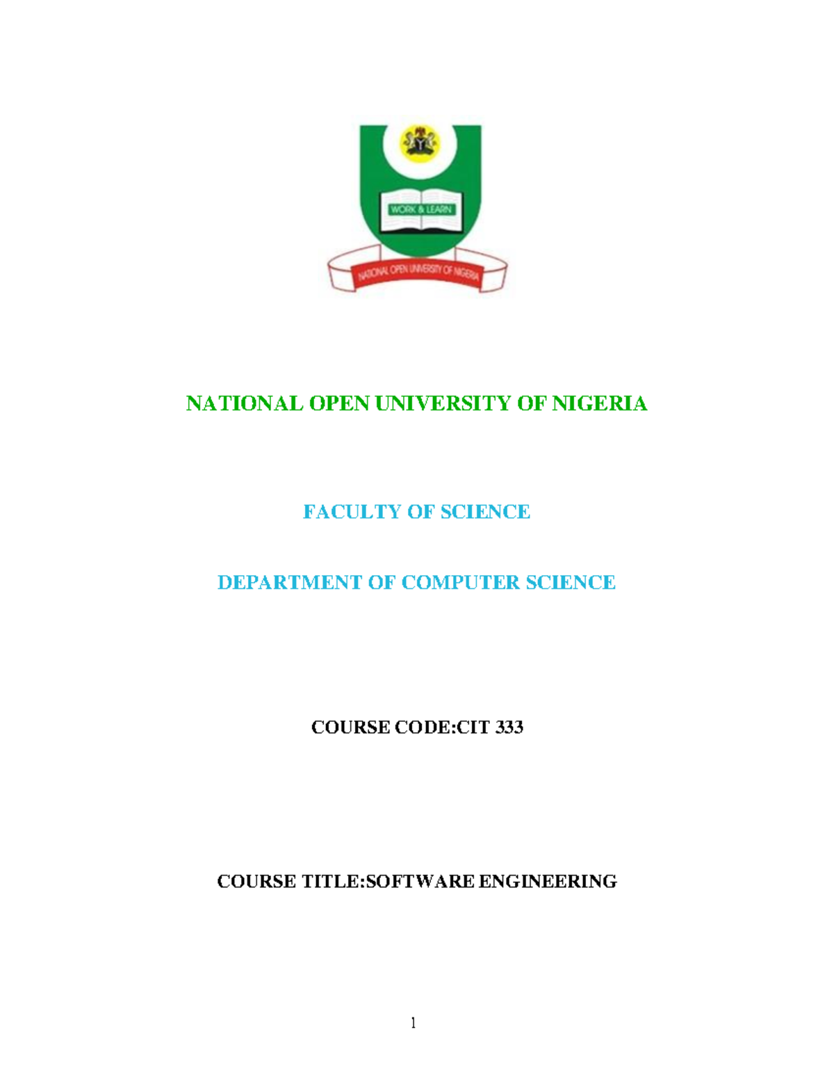 CIT333 - Software Engineering Course Guide and Overview - Studocu