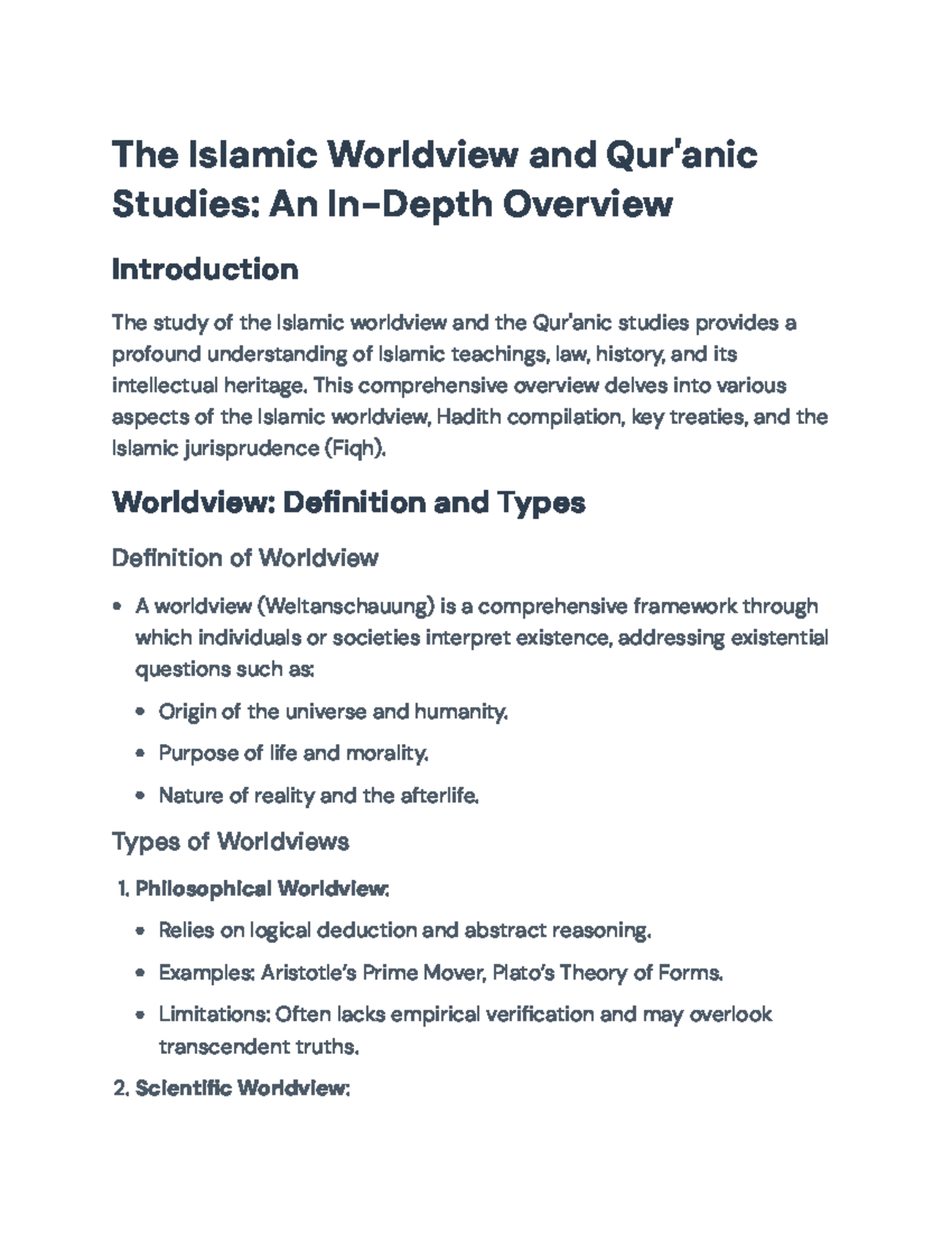 Islamic Worldview and Qur'anic Studies: A Comprehensive Overview - The ...