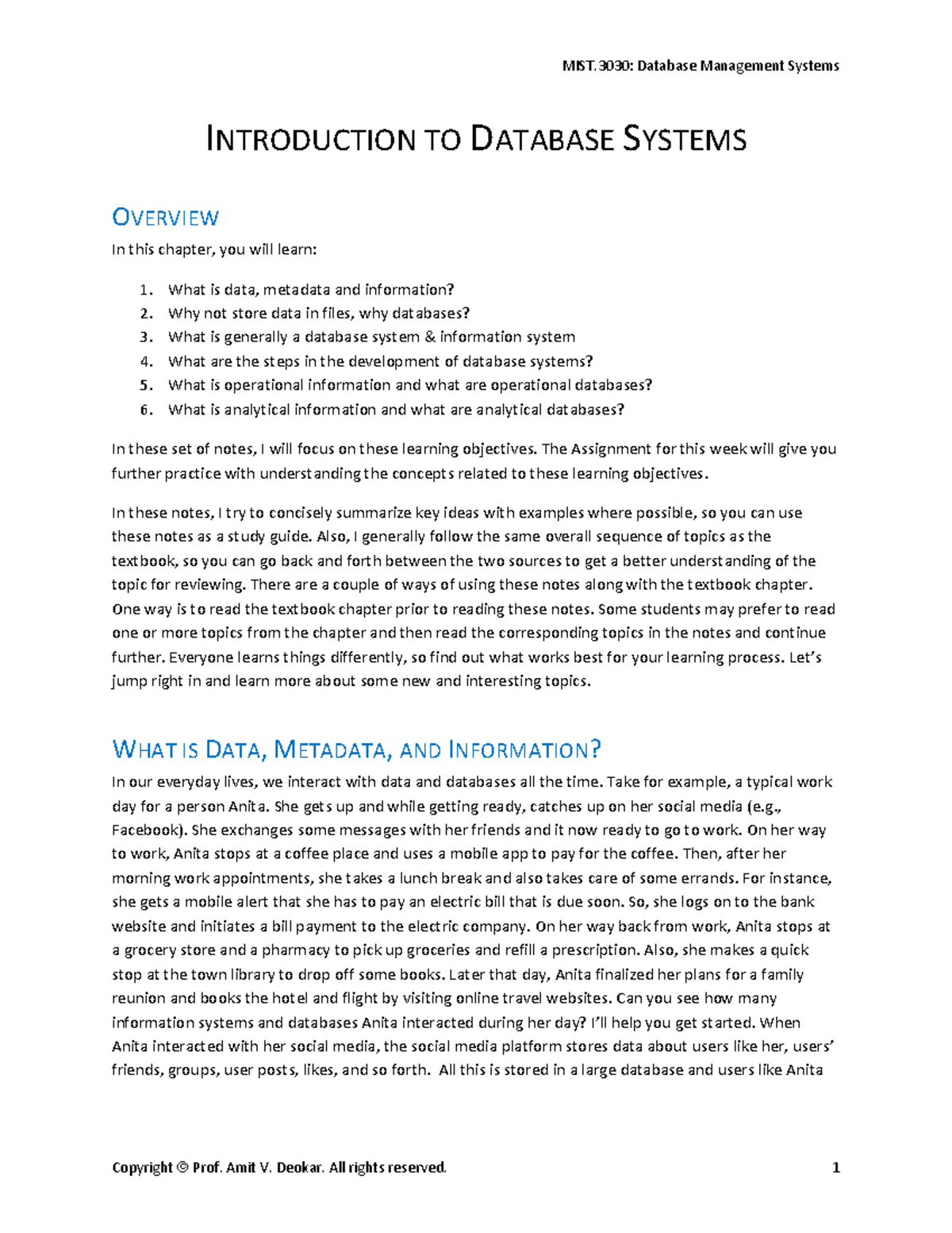 MIST.3030: Database Management Systems - Lecture Notes - Studocu