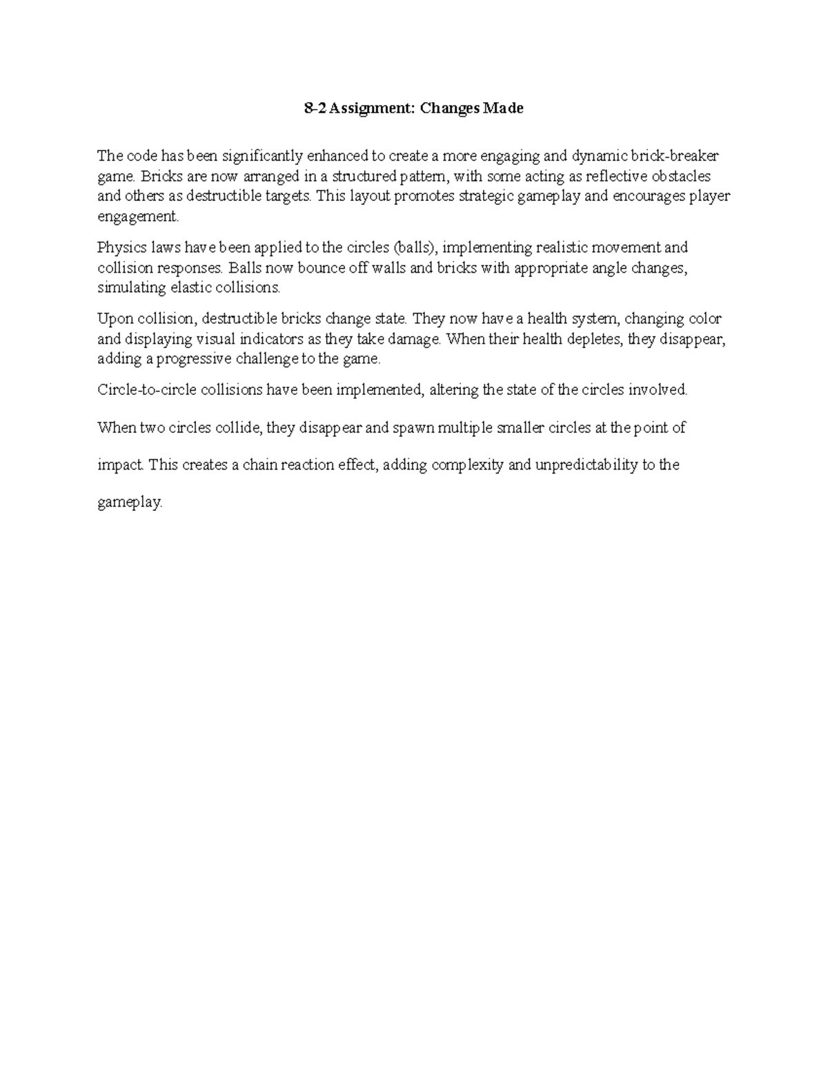 8-2 Assignment: Enhancements in Brick-Breaker Game Development - Studocu