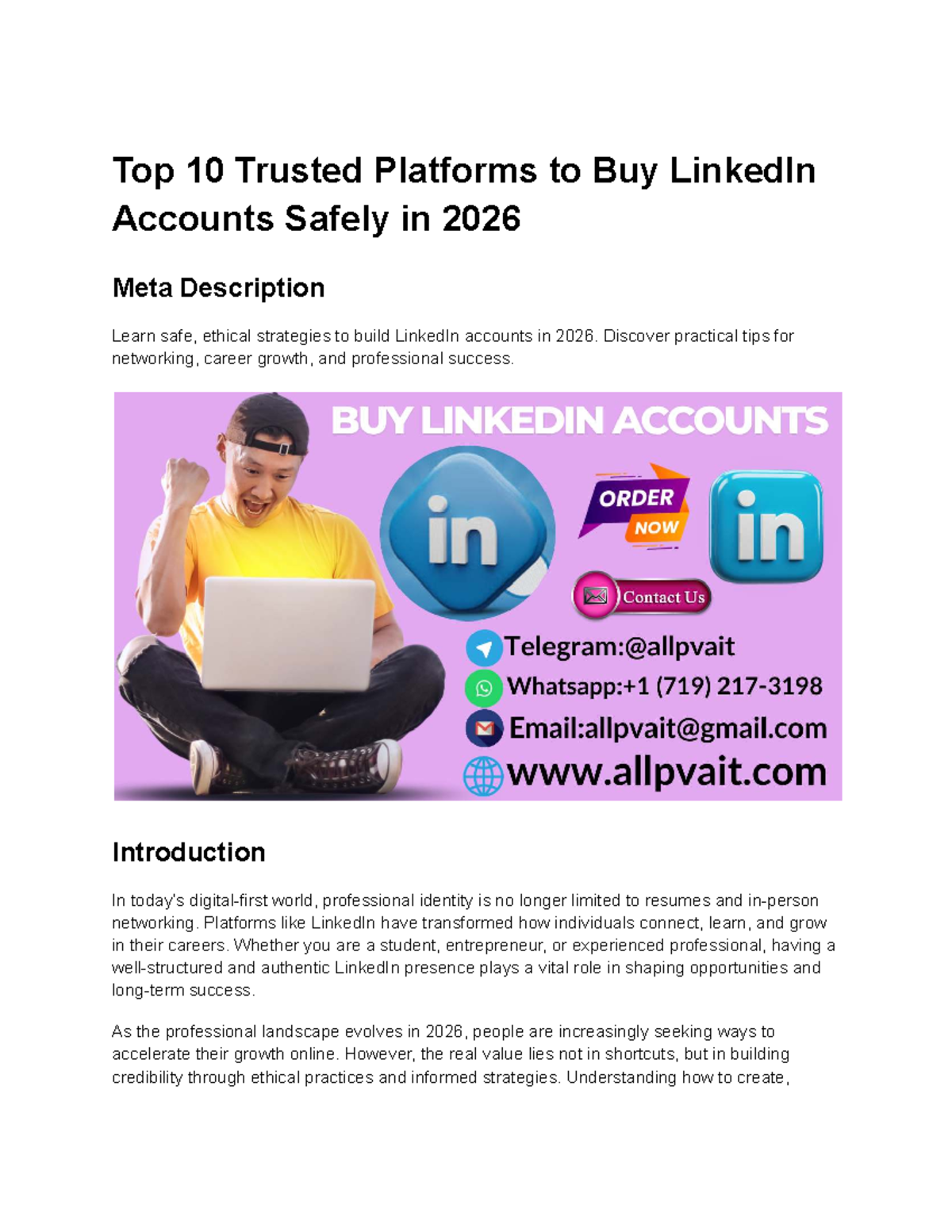 Top 10 Trusted Platforms for Safe LinkedIn Account Purchases in 2026 ...