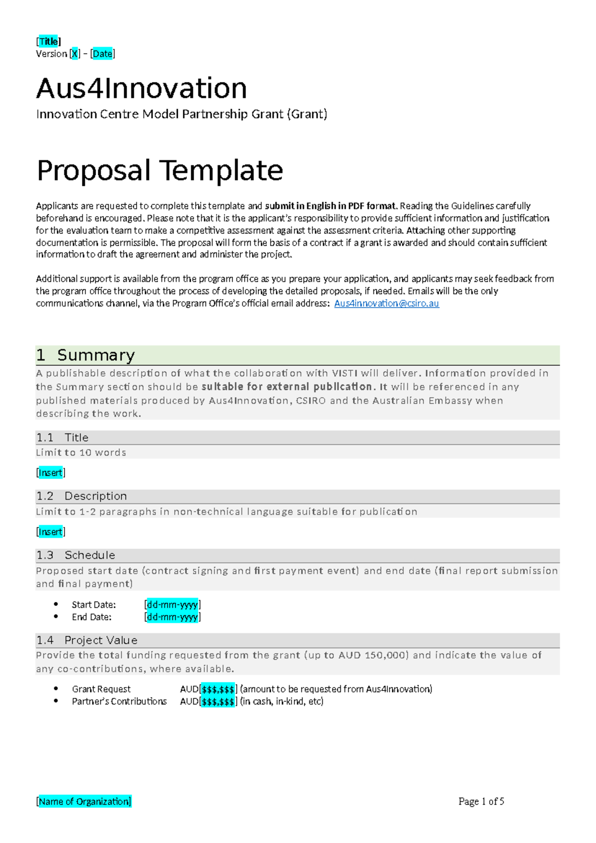 Mẫu Aus4Innovation Final Proposal Template PE2 - Version [X] – [Date ...