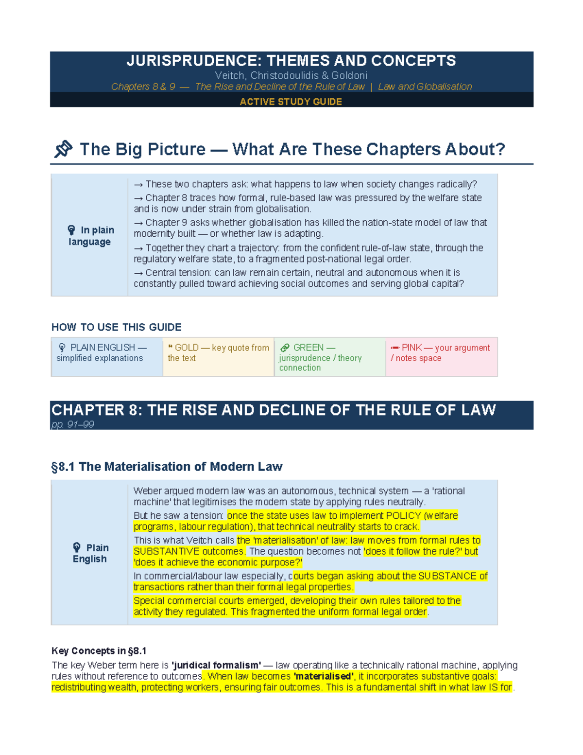 JURISPRUDENCE: ACTIVE STUDY GUIDE on Chapters 8 & 9 - The Rule of Law ...