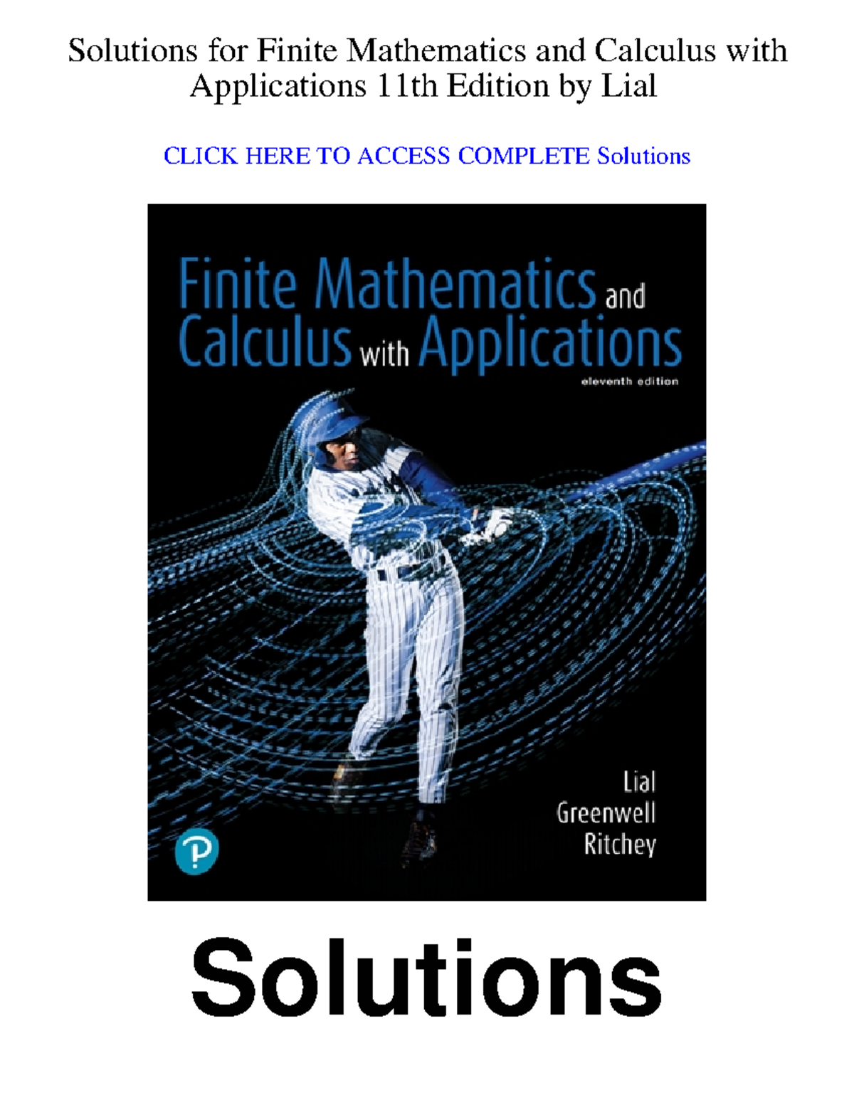 9780135904602- Solutions - Solutions for Finite Mathematics and ...