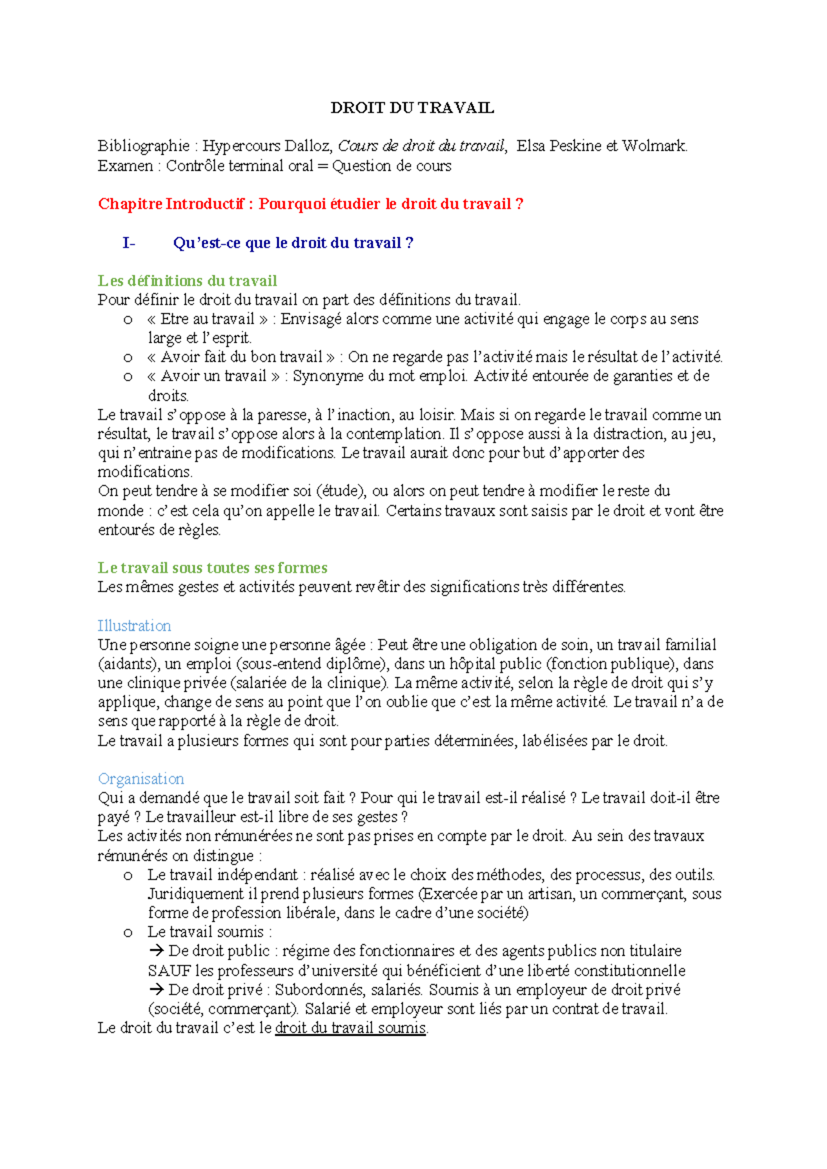Droit du Travail - M1 : Concepts Fondamentaux et Sources Juridiques ...
