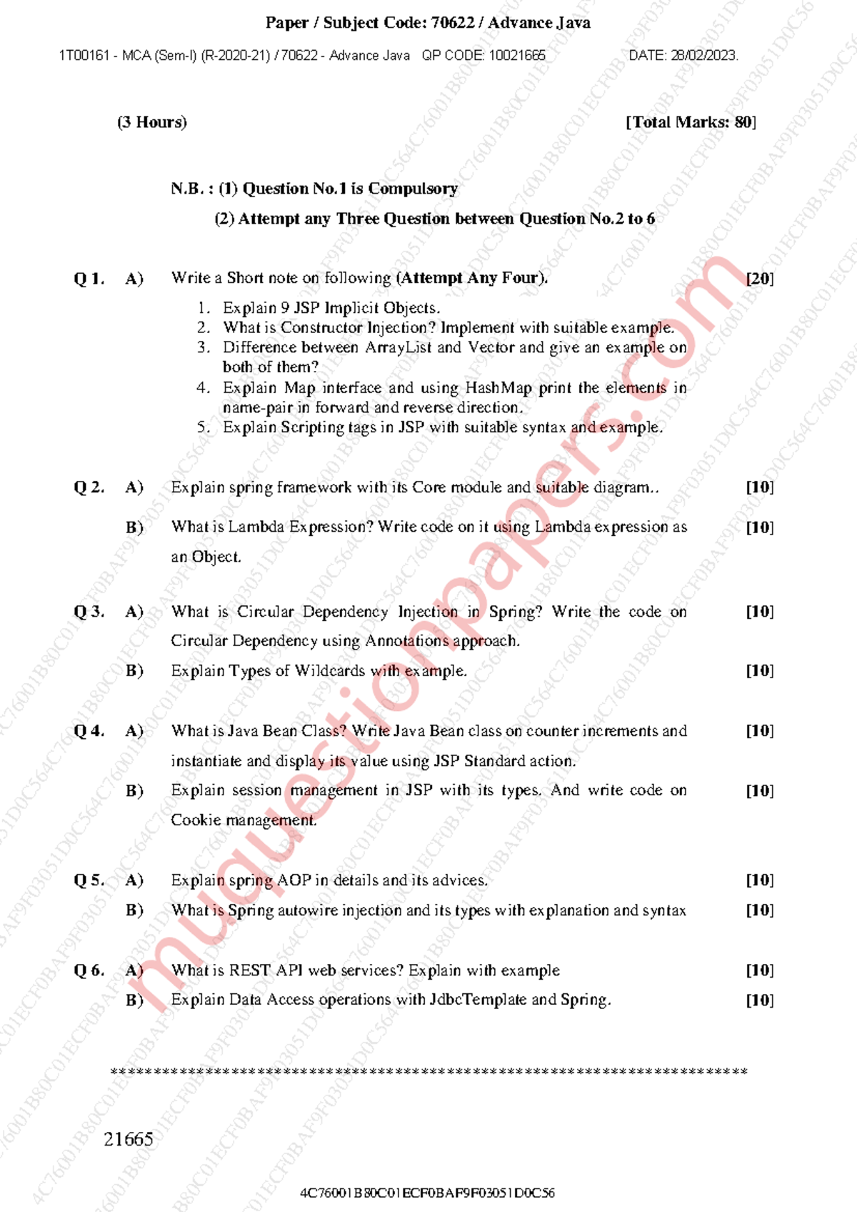 2 - Advance Java 70622 Question Paper - 3 Hours (80 Marks) - Studocu