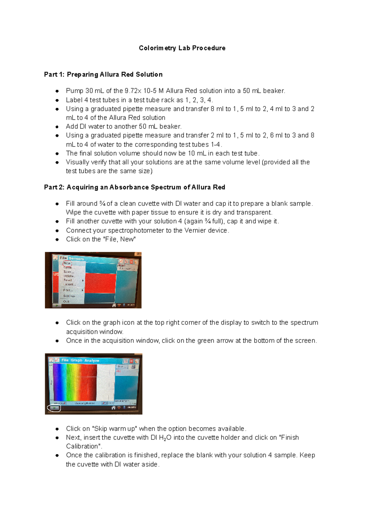 Colorimerty Lab Procedure - Colorimetry Lab Procedure Part 1: Preparing ...