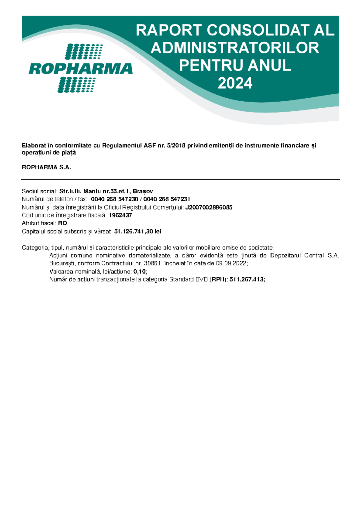 RPH 20250505180149 Raport Consolidat ROPHARMA S.A. pentru 2024 - Studocu