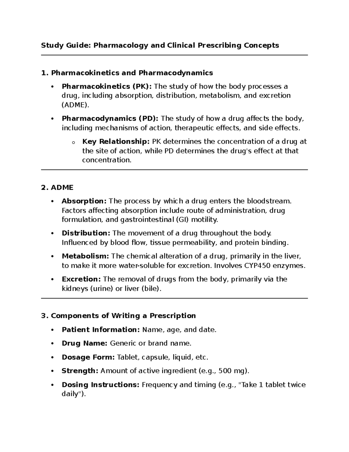 Pharm Exam 1 study guide basics - Study Guide: Pharmacology and ...