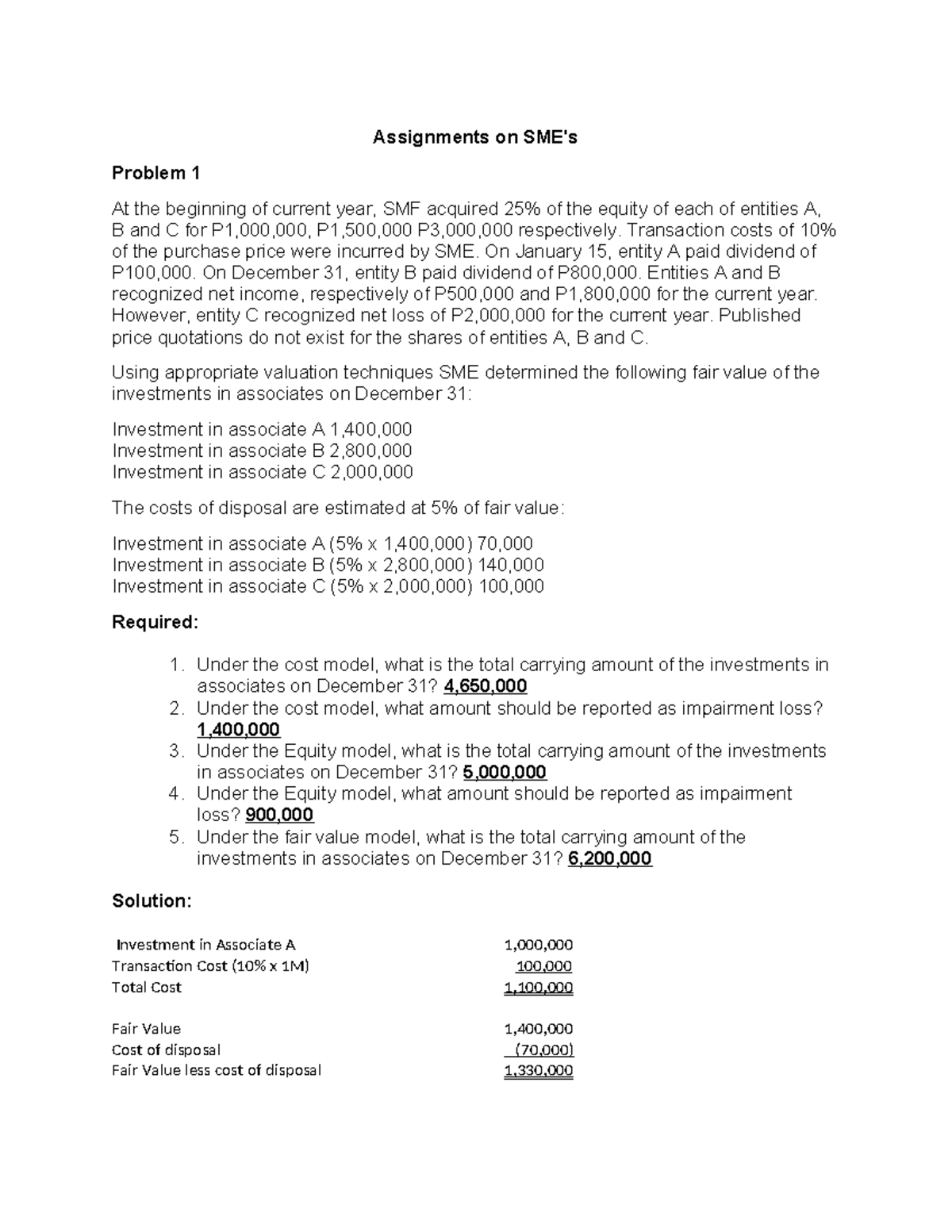 Assignments on SME Valuation Techniques and Impairment Analysis - Studocu