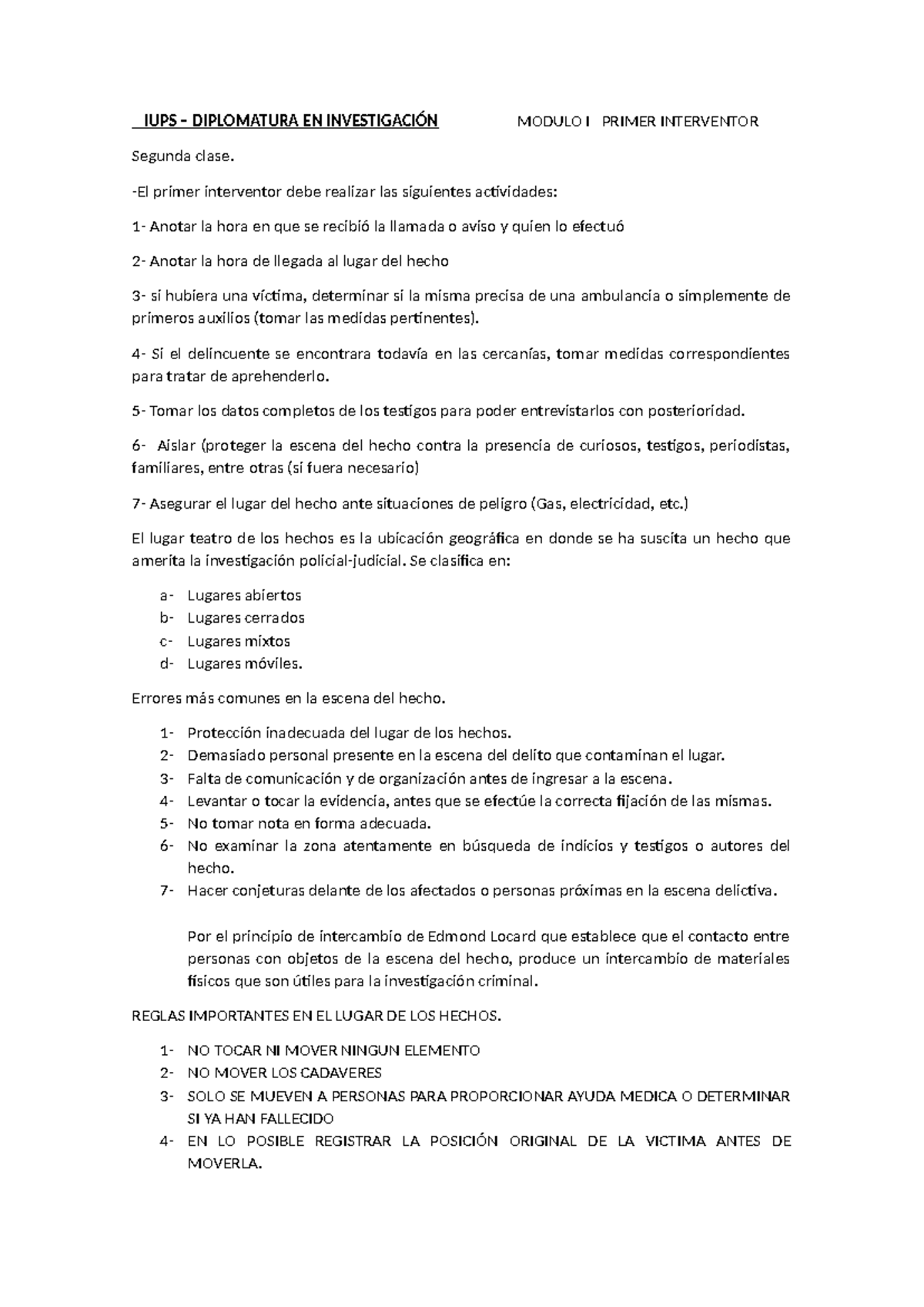 IUPS - DIPLOMATURA EN INVESTIGACIÓN: PRIMER INTERVENTOR CLASE 2 - Studocu