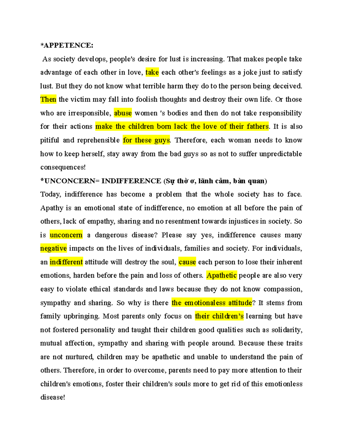 Appetence-1 - JBHB B J - *APPETENCE: As society develops, people's ...