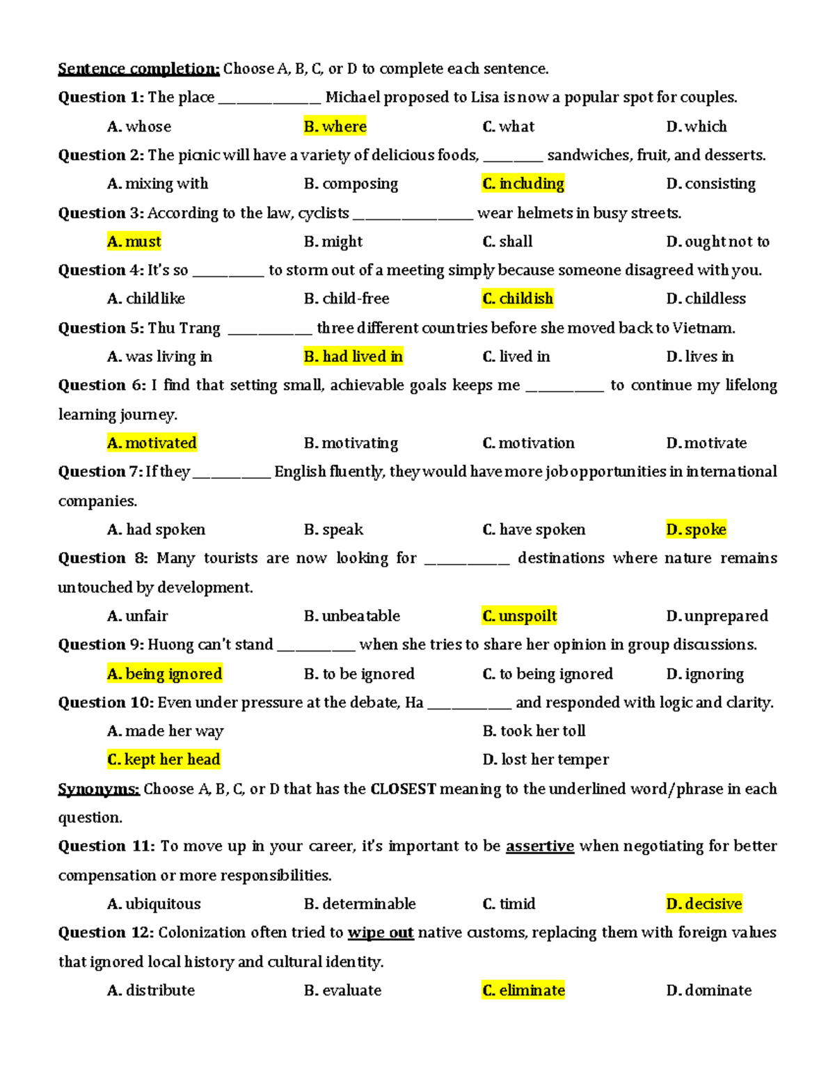 2026- ĐGNL ĐHQG HN SỐ 1 - Sentence Completion & Comprehension Practice ...