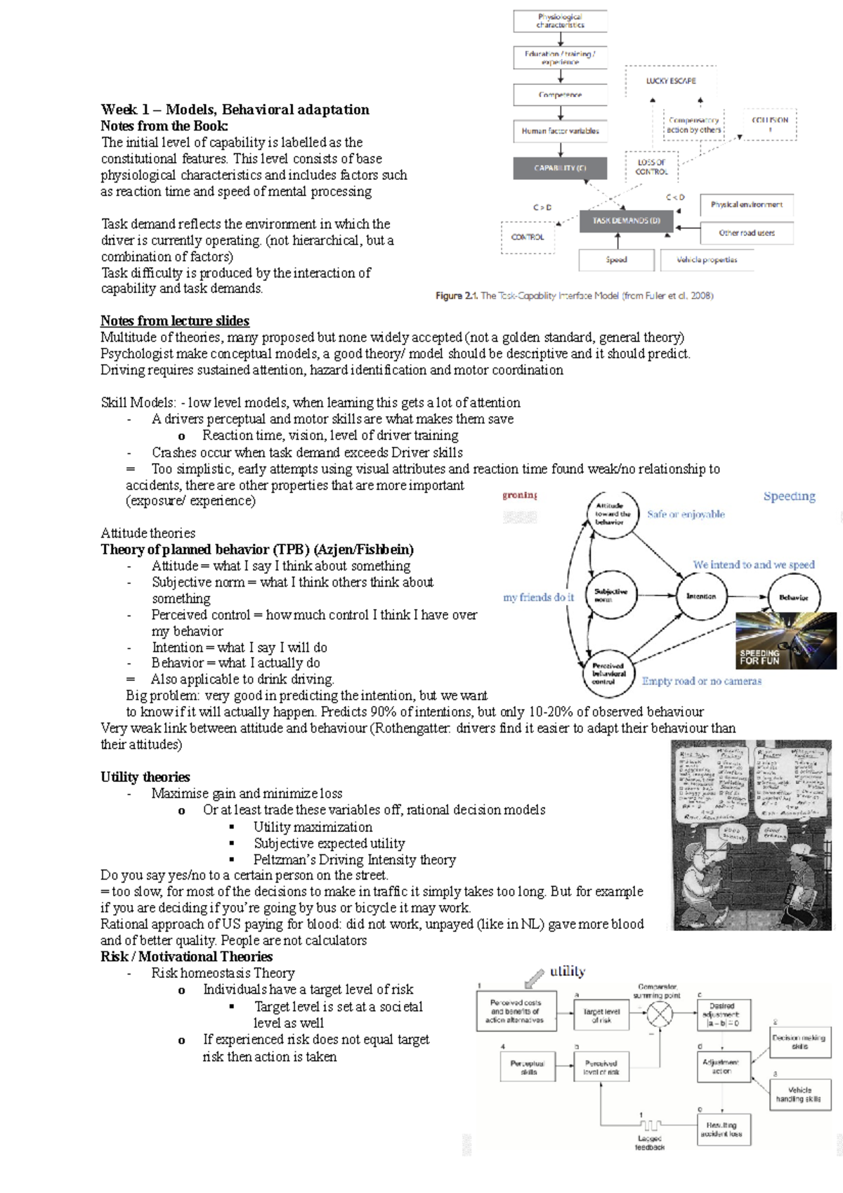 Aantekeningen Traffic Psychology (PY1001) - Week 1 to Week 4 Overview ...