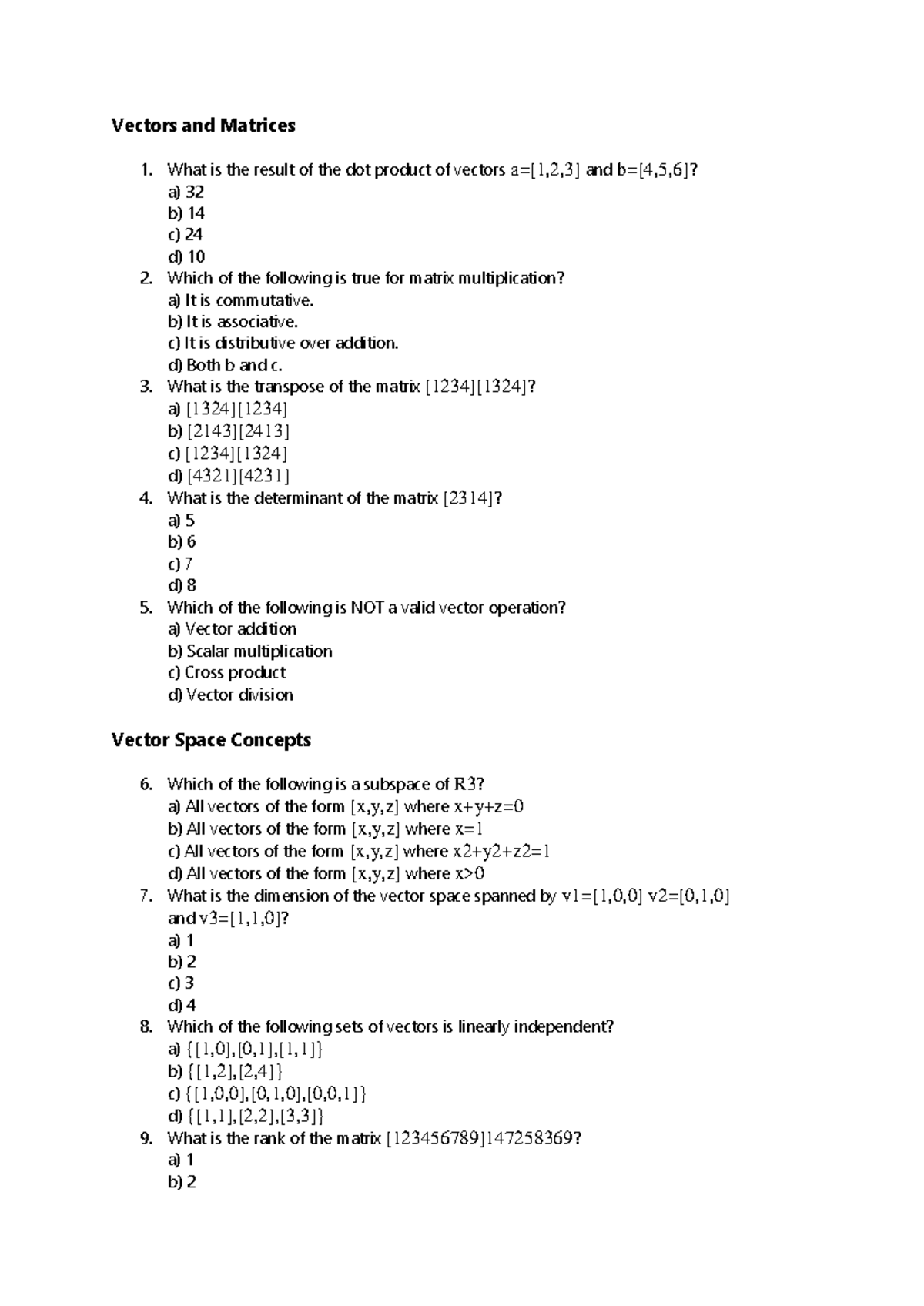 A805148302 31742 5 2025 Vectors and Matrices mcq questions - Vectors ...