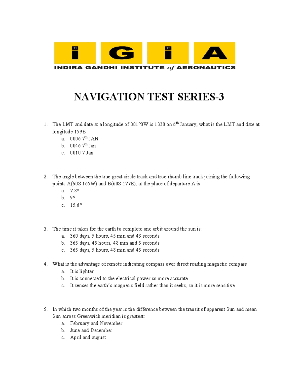 NAVIGATION TEST 1 - Key Concepts and Questions - Studocu