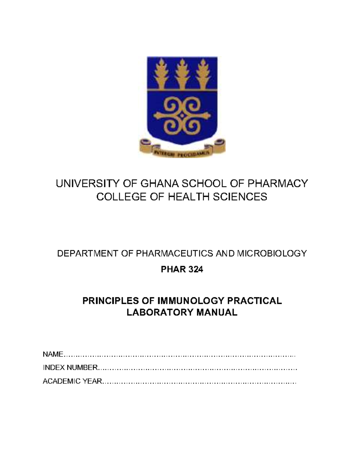 PHMD 327 Immunology Practical Lab Manual: Procedures & Observations ...