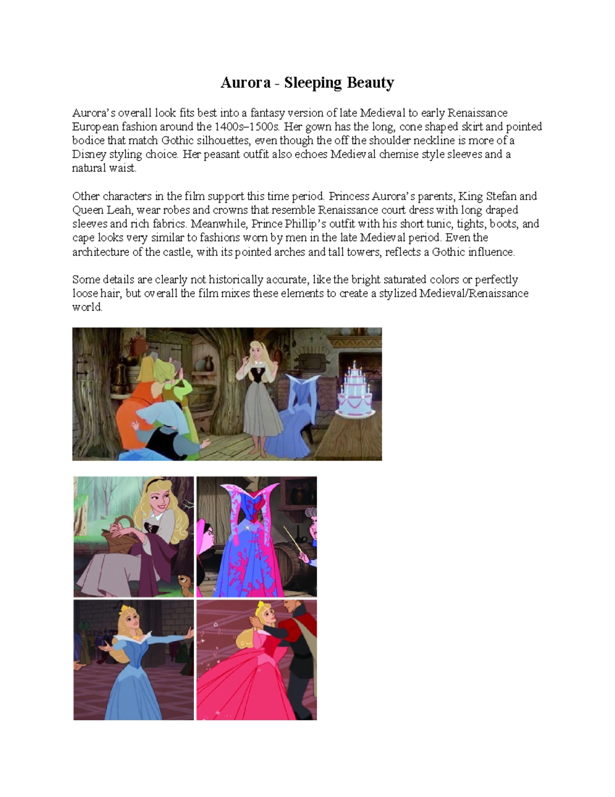Aurora - Sleeping Beauty: Fantasy Fashion in Medieval to Renaissance -  Studocu