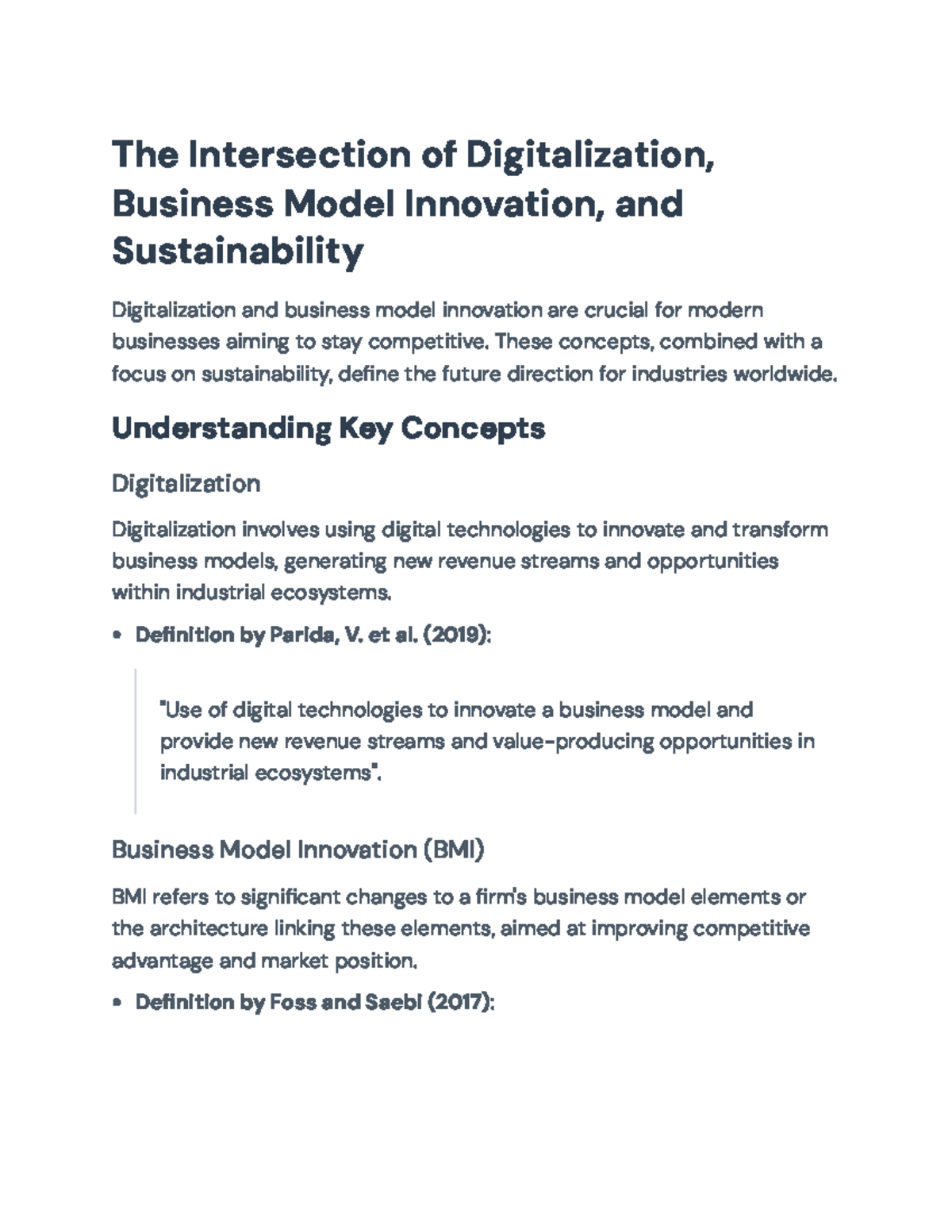 Digitalization, Business Model Innovation, and Sustainability Overview ...