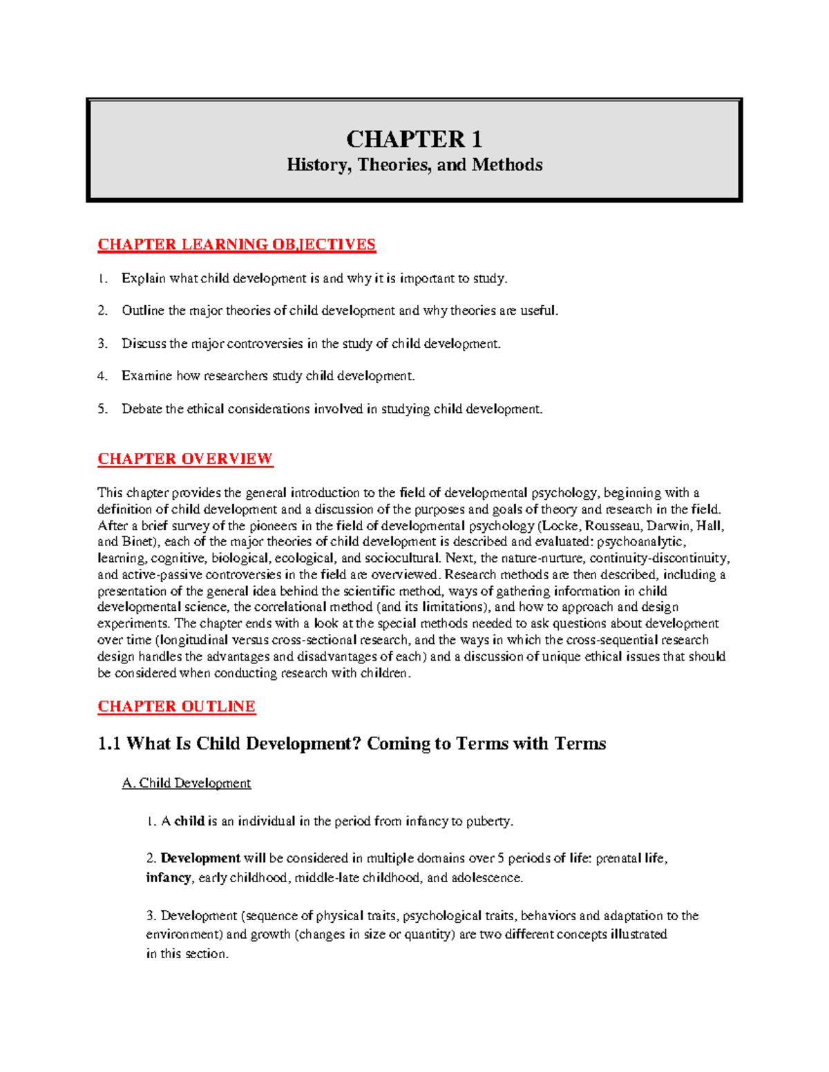 Chapter 1: Overview of Child Development Theories and Methods - Studocu