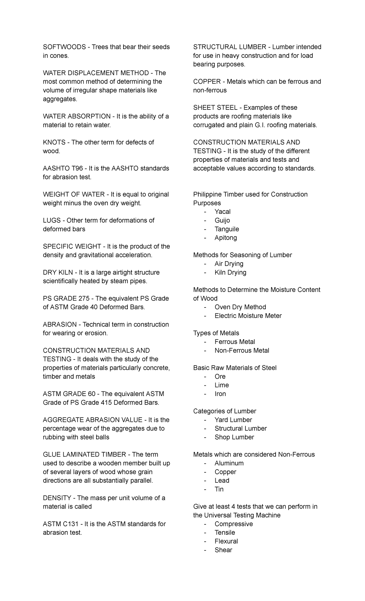 CMT REV 2 - Lecture Notes on Construction Materials & Testing - Studocu