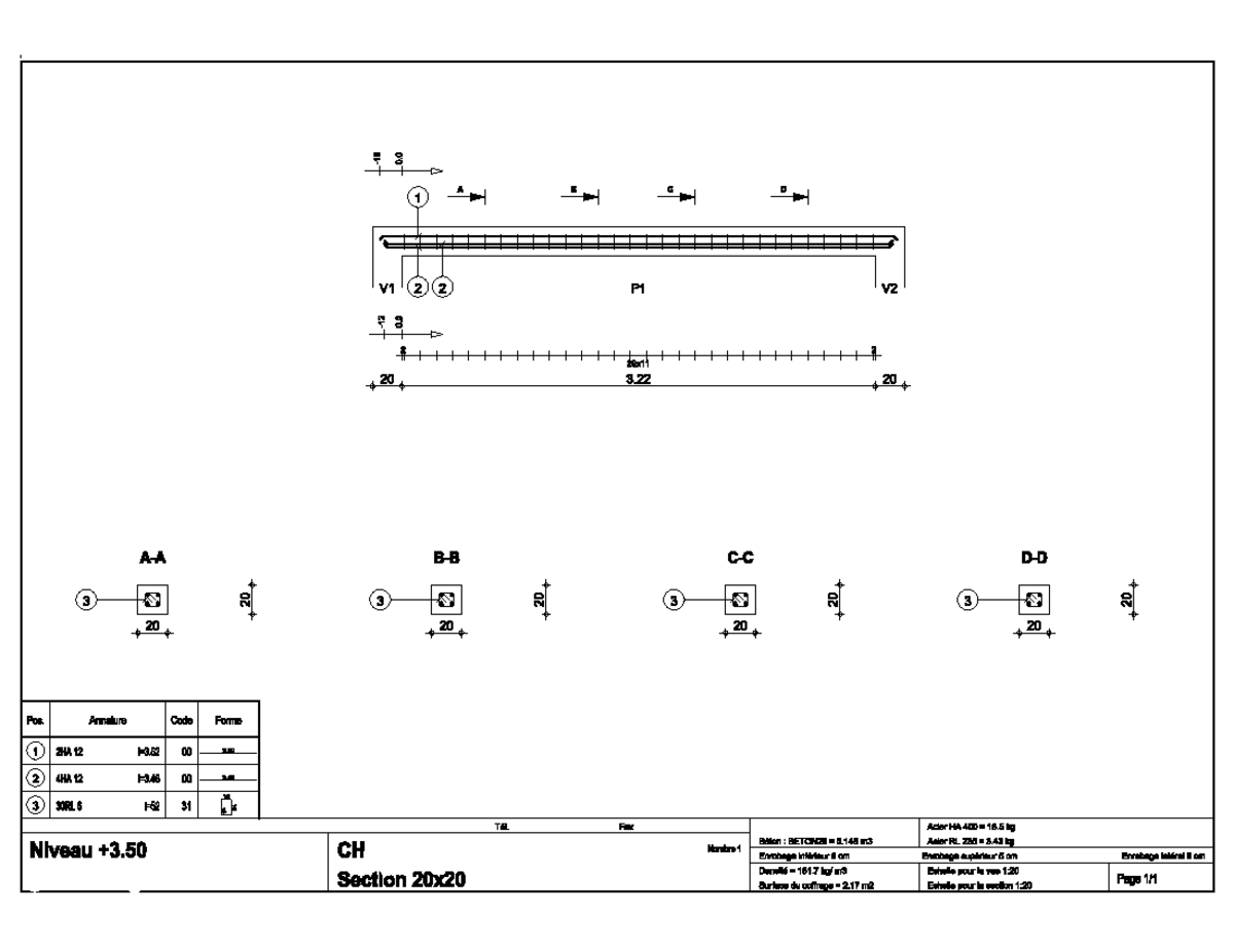 Chainage - carracteristique - corporate cictec-btp - A B C D 1 V1 2 2 ...