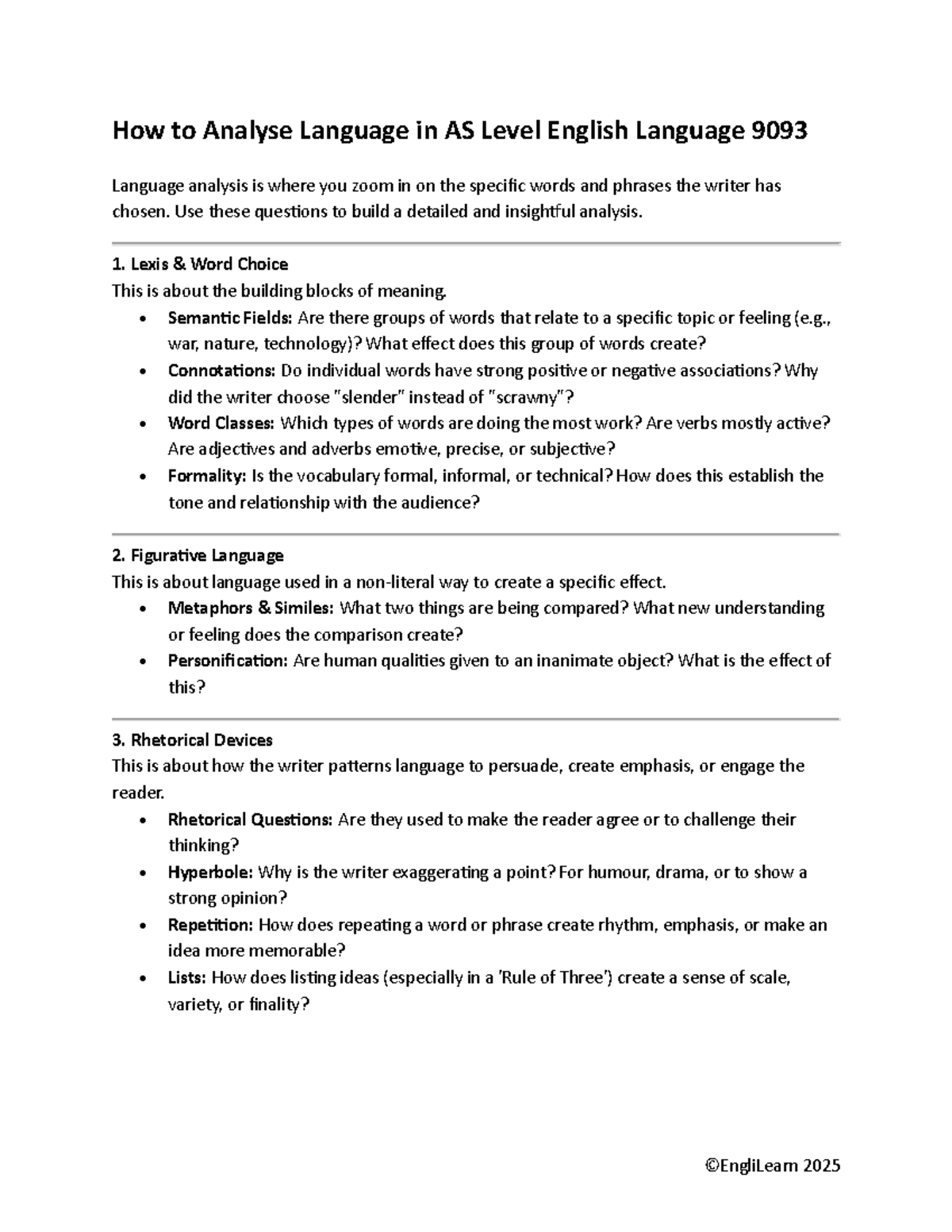 AS Level English Language 9093: Language Analysis Guide - Studocu
