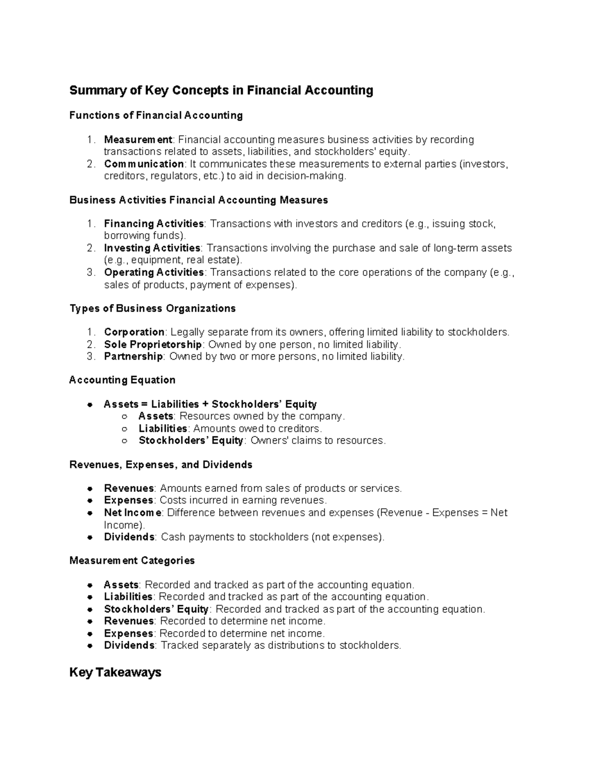 Key Concepts of Financial Accounting (ACCT 101) - Overview & Principles ...