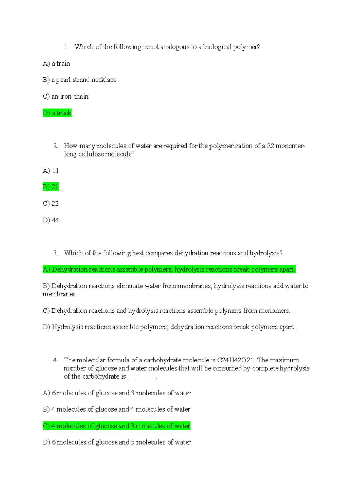 Chap 5 - BIO 2: Key Concepts on Biological Polymers and Reactions - Studocu
