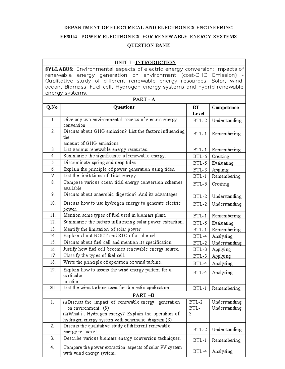 EE3014 Power Electronics for Renewable Energy Systems: Question Bank ...