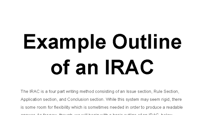 IRAC Outline Guide: Legal Writing Method Explained - Studocu