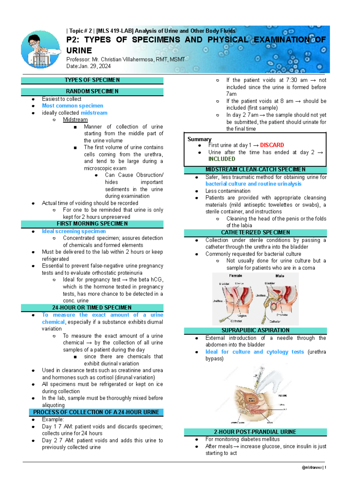 AUBF Lecture Notes: Analysis of Urine and Body Fluids - Types ...