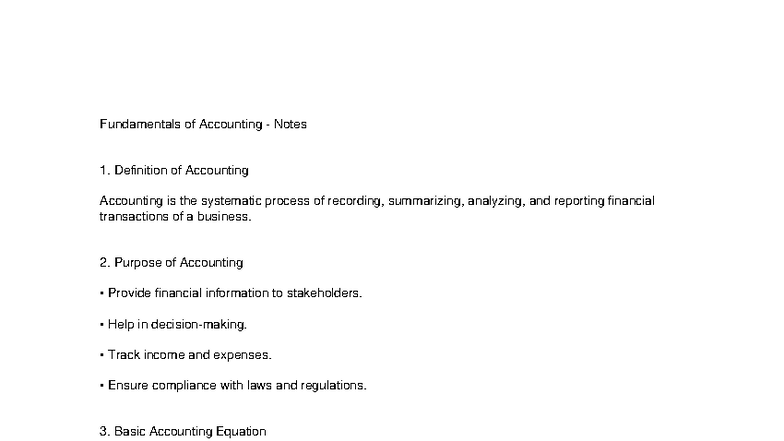 ACCT 101: Fundamentals of Accounting Notes and Key Concepts - Studocu