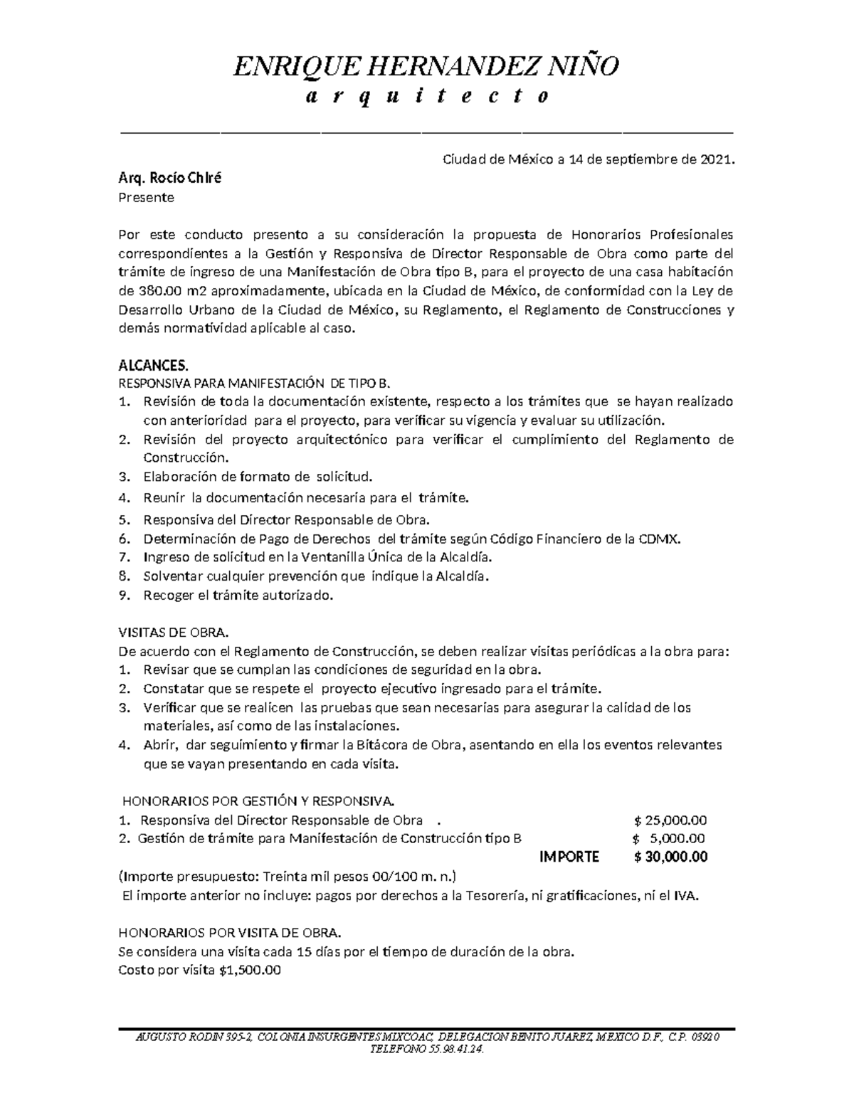 Casa Habitaci ã N Presupuesto Honorarios Dro Enrique Hernandez Niño A